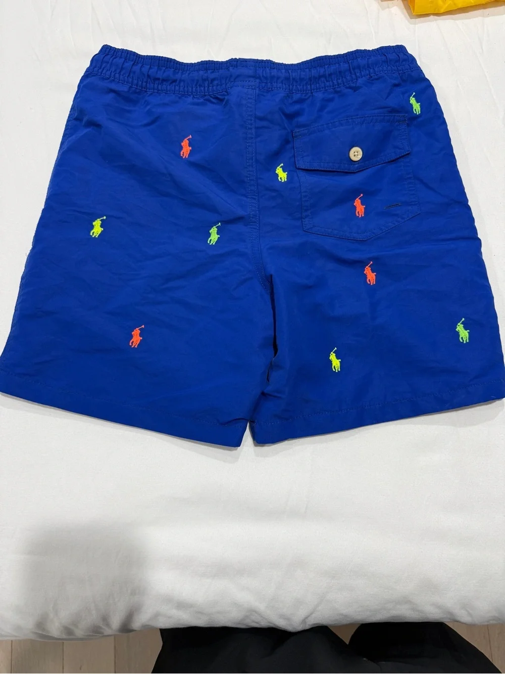Polo by Ralph Lauren Royal Blue Swim Trunks with Neon Embroidered Logos